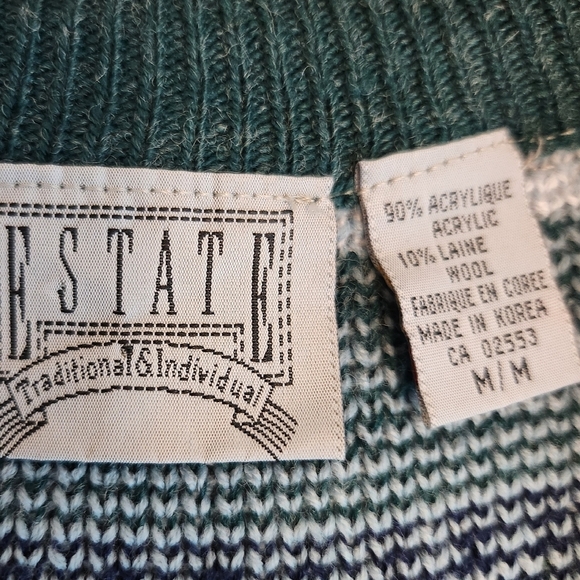 Estate Vintage 90s Sweater Vest Button Front Cardigan Geometric Print Size M - Picture 11 of 11